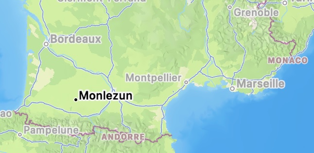 La position du village de Monlezun sur la carte française