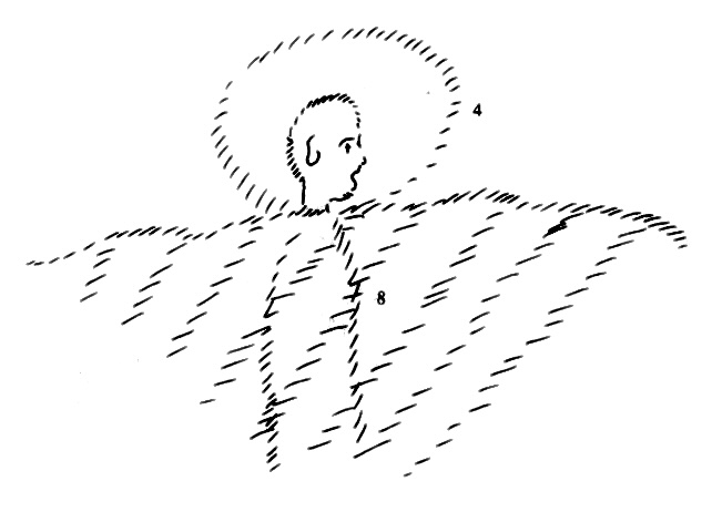 Un homme dont la t&ecirc;te d&eacute;passe le niveau de la mer