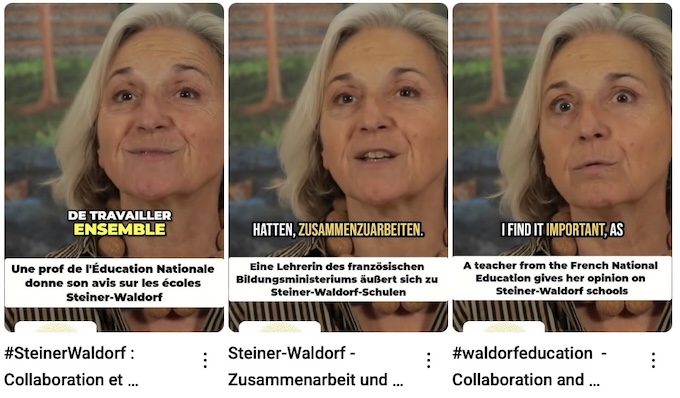 Photographies de courtes vidéos (shorts) portant sur la pédagogie Steiner